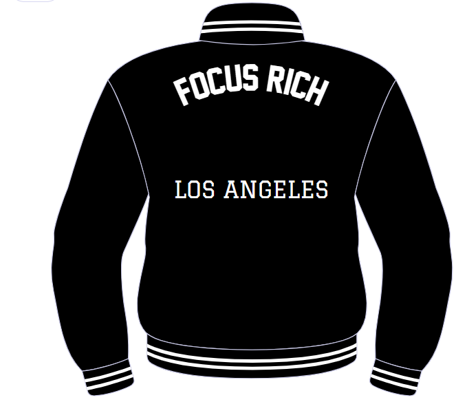Focus Rich Varsity Jacket – Black Wool & Leather Streetwear
