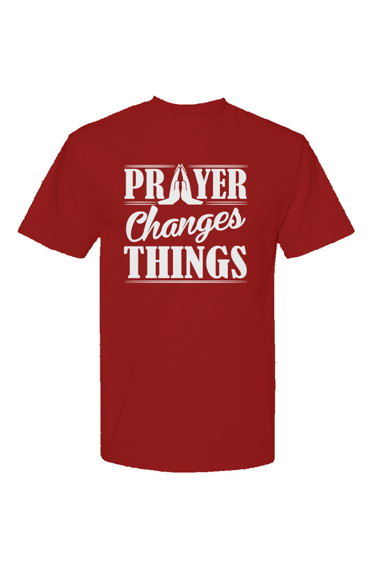 PRAYER CHANGES THINGS T-SHIRT (BURGUNDY)