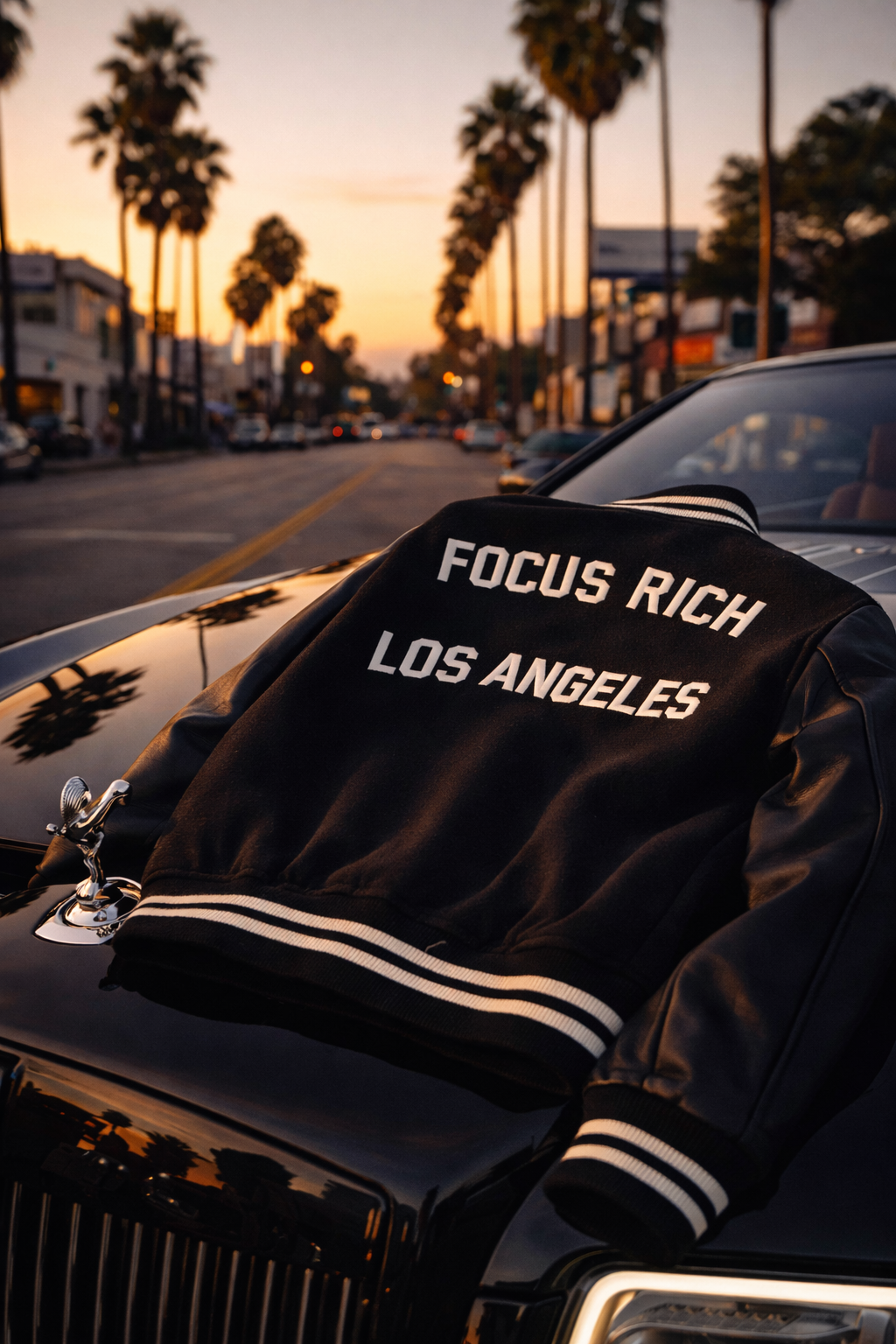 Focus Rich Varsity Jacket – Black Wool & Leather Streetwear
