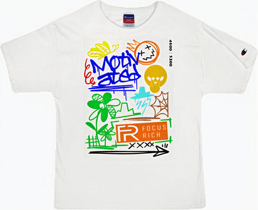 CHAMPION x FOCUS RICH "MOTIVATED" T-SHIRT (WHITE)